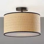 James Rustic Drum Woven Flush Mount Ceiling Light