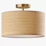 James Rustic Drum Woven Flush Mount Ceiling Light