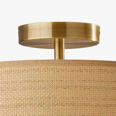 James Rustic Drum Woven Flush Mount Ceiling Light