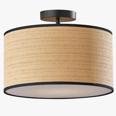 James Rustic Drum Woven Flush Mount Ceiling Light