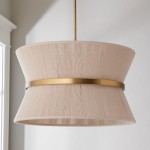 Emily Modern 4 Light Rope Shade Drum Chandelier