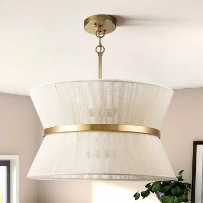 Emily Modern 4 Light Rope Shade Drum Chandelier Emily Modern 4 Light Rope Shade Drum Chandelier