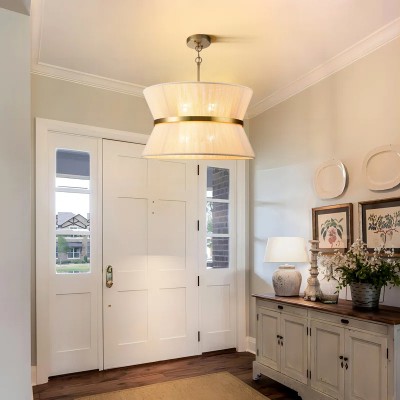 Emily Modern 4 Light Rope Shade Drum Chandelier Emily Modern 4 Light Rope Shade Drum Chandelier