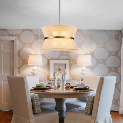 Emily Modern 4 Light Rope Shade Drum Chandelier Emily Modern 4 Light Rope Shade Drum Chandelier