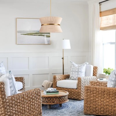 Emily Modern 4 Light Rope Shade Drum Chandelier Emily Modern 4 Light Rope Shade Drum Chandelier