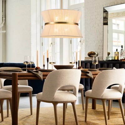 Emily Modern 4 Light Rope Shade Drum Chandelier Emily Modern 4 Light Rope Shade Drum Chandelier
