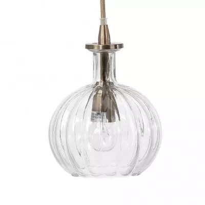 Billie Modern Ribbed Glass Carafe Pendant Light Billie Modern Ribbed Glass Carafe Pendant Light
