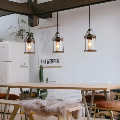 Brilliante Industrial Retro Rust Cylinder Seeded Glass Pendant Light Brilliante Industrial Retro Rust Cylinder Seeded Glass Pendant Light