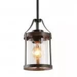 Brilliante Industrial Retro Rust Cylinder Seeded Glass Pendant Light