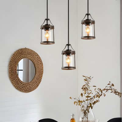 Brilliante Industrial Retro Rust Cylinder Seeded Glass Pendant Light Brilliante Industrial Retro Rust Cylinder Seeded Glass Pendant Light