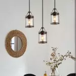 Brilliante Industrial Retro Rust Cylinder Seeded Glass Pendant Light