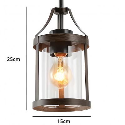 Brilliante Industrial Retro Rust Cylinder Seeded Glass Pendant Light Brilliante Industrial Retro Rust Cylinder Seeded Glass Pendant Light
