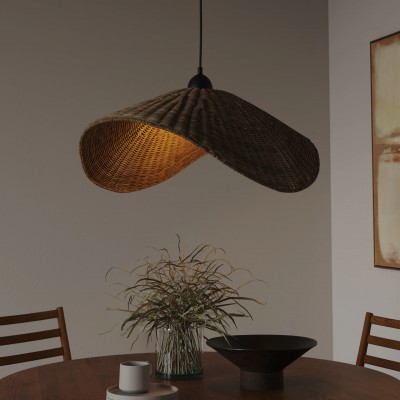 Holli Organic Boho Wicker Rattan Pendant Light