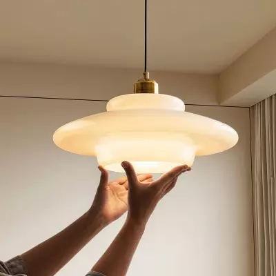Ritika Vintage Art Cream Multi-Shape Glass Pendant Light Ritika Vintage Art Cream Multi-Shape Glass Pendant Light