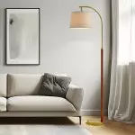 Zaden Vintage Gold Linen Shade Floor Lamp Zaden Vintage Gold Linen Shade Floor Lamp