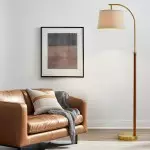 Zaden Vintage Gold Linen Shade Floor Lamp Zaden Vintage Gold Linen Shade Floor Lamp