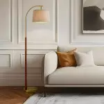 Zaden Vintage Gold Linen Shade Floor Lamp Zaden Vintage Gold Linen Shade Floor Lamp