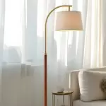 Zaden Vintage Gold Linen Shade Floor Lamp Zaden Vintage Gold Linen Shade Floor Lamp