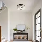 Claude Farmhouse Striped Glass Drum Ceiling Light Claude Farmhouse Striped Glass Drum Ceiling Light