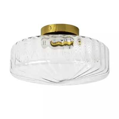 Levi Farmhouse Ribbed Glass Brass Ceiling Light Levi Farmhouse Ribbed Glass Brass Ceiling Light