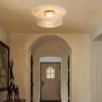 Levi Farmhouse Ribbed Glass Brass Ceiling Light