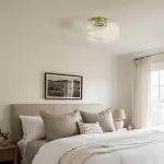 Levi Farmhouse Ribbed Glass Brass Ceiling Light