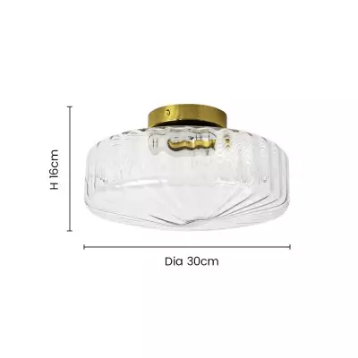 Levi Farmhouse Ribbed Glass Brass Ceiling Light Levi Farmhouse Ribbed Glass Brass Ceiling Light