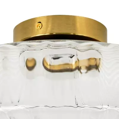 Levi Farmhouse Ribbed Glass Brass Ceiling Light Levi Farmhouse Ribbed Glass Brass Ceiling Light