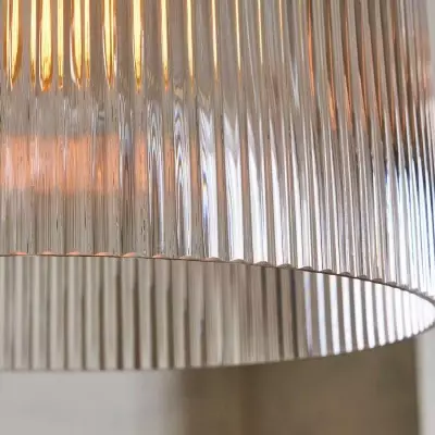Alain Farmhouse Cooper Ribbed Glass Pendant Light Alain Farmhouse Cooper Ribbed Glass Pendant Light
