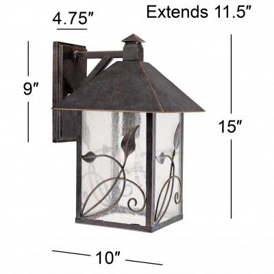 Bliss French Rustic Iron Lantern Seedy Glass Sconce Bliss French Rustic Iron Lantern Seedy Glass Sconce