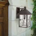 Bliss French Rustic Iron Lantern Seedy Glass Sconce