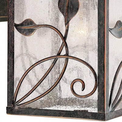 Bliss French Rustic Iron Lantern Seedy Glass Sconce Bliss French Rustic Iron Lantern Seedy Glass Sconce
