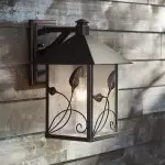 Bliss French Rustic Iron Lantern Seedy Glass Sconce