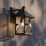 Bliss French Rustic Iron Lantern Seedy Glass Sconce