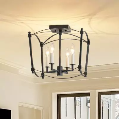 Celeste Retro 4 Light Open Frame Lantern Cage Ceiling Light Celeste Retro 4 Light Open Frame Lantern Cage Ceiling Light