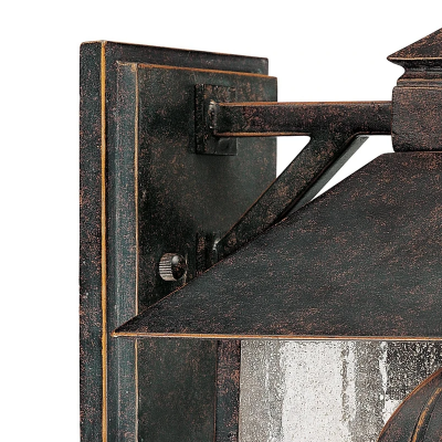 Bliss French Rustic Iron Lantern Seedy Glass Sconce Bliss French Rustic Iron Lantern Seedy Glass Sconce