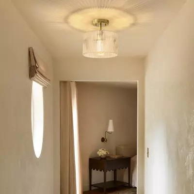 Finnda Farmhouse Ribbed Glass Semi Flush Ceiling Finnda Farmhouse Ribbed Glass Semi Flush Ceiling