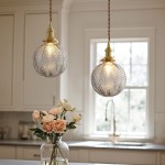 Logana Vintage Feather Texture Glass Globe Pendant Light