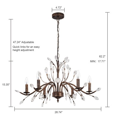 Thadder French Country 9 Light Bronze Crystal Chandelier Thadder French Country 9 Light Bronze Crystal Chandelier