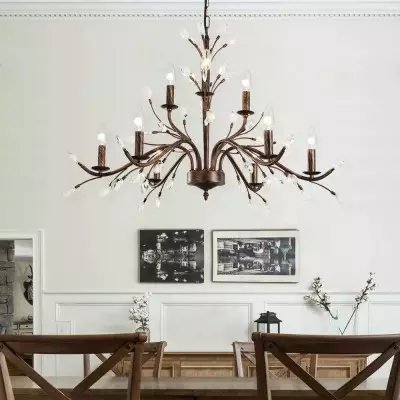 Thadder French Country 9 Light Bronze Crystal Chandelier Thadder French Country 9 Light Bronze Crystal Chandelier