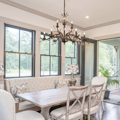 Thadder French Country 9 Light Bronze Crystal Chandelier Thadder French Country 9 Light Bronze Crystal Chandelier