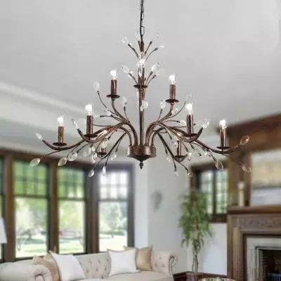 Thadder French Country 9 Light Bronze Crystal Chandelier Thadder French Country 9 Light Bronze Crystal Chandelier