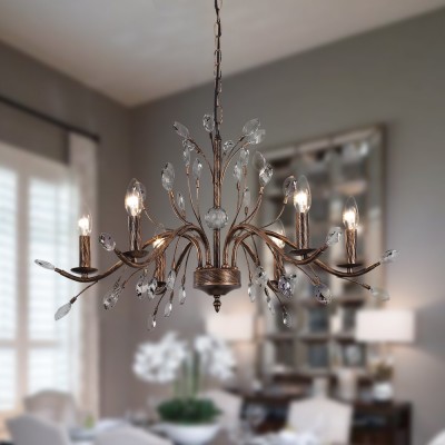 Thadder French Country 9 Light Bronze Crystal Chandelier Thadder French Country 9 Light Bronze Crystal Chandelier