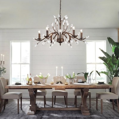 Thadder French Country 9 Light Bronze Crystal Chandelier Thadder French Country 9 Light Bronze Crystal Chandelier