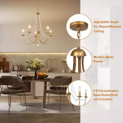 Ophelia French Country 5-Light Wood Beads Branch Chandelier