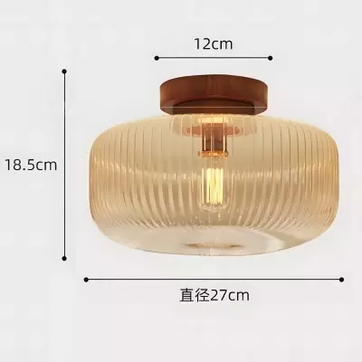 Octavius Farmhouse Retro Amber Fluted Glass Ceiling Light Octavius Farmhouse Retro Amber Fluted Glass Ceiling Light