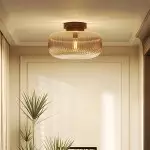 Octavius Farmhouse Retro Amber Fluted Glass Ceiling Light