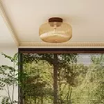 Octavius Farmhouse Retro Amber Fluted Glass Ceiling Light