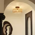 Octavius Farmhouse Retro Amber Fluted Glass Ceiling Light