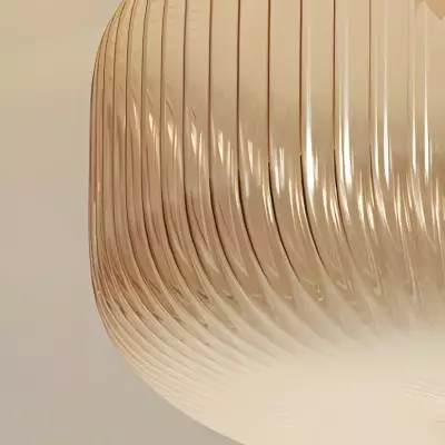 Octavius Farmhouse Retro Amber Fluted Glass Ceiling Light Octavius Farmhouse Retro Amber Fluted Glass Ceiling Light